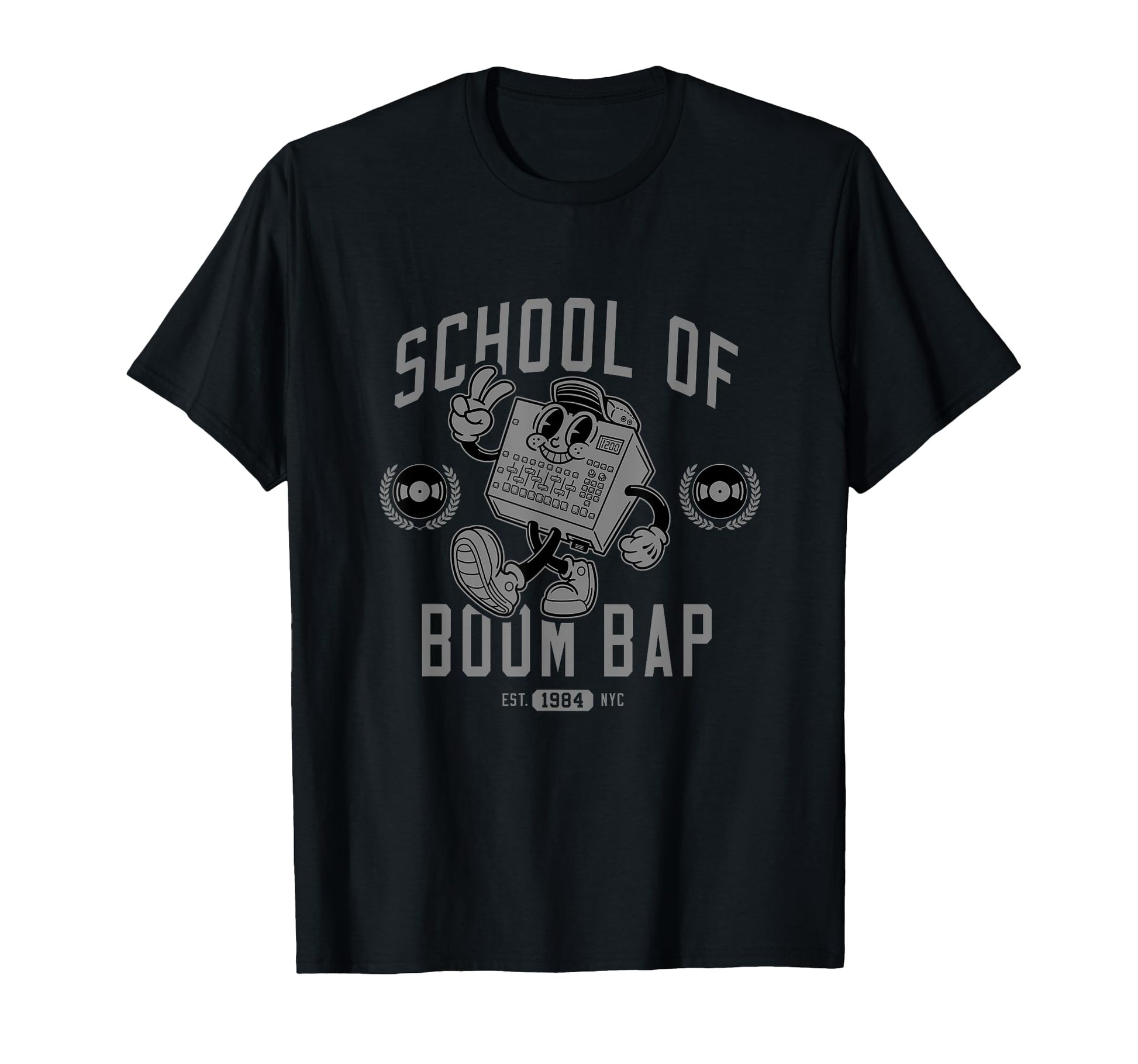 Grey Old School Hip Hop Sampler T-Shirt - Aesthetic Graphic for Adults - T-Shirt, Sweatshirt, Hoodie