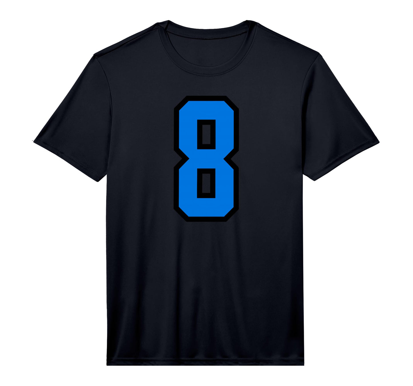 Number 8 Blue Black Sports Team Number T-Shirt - Novelty Apparel Unisex - T-Shirt, Sweatshirt, Hoodie