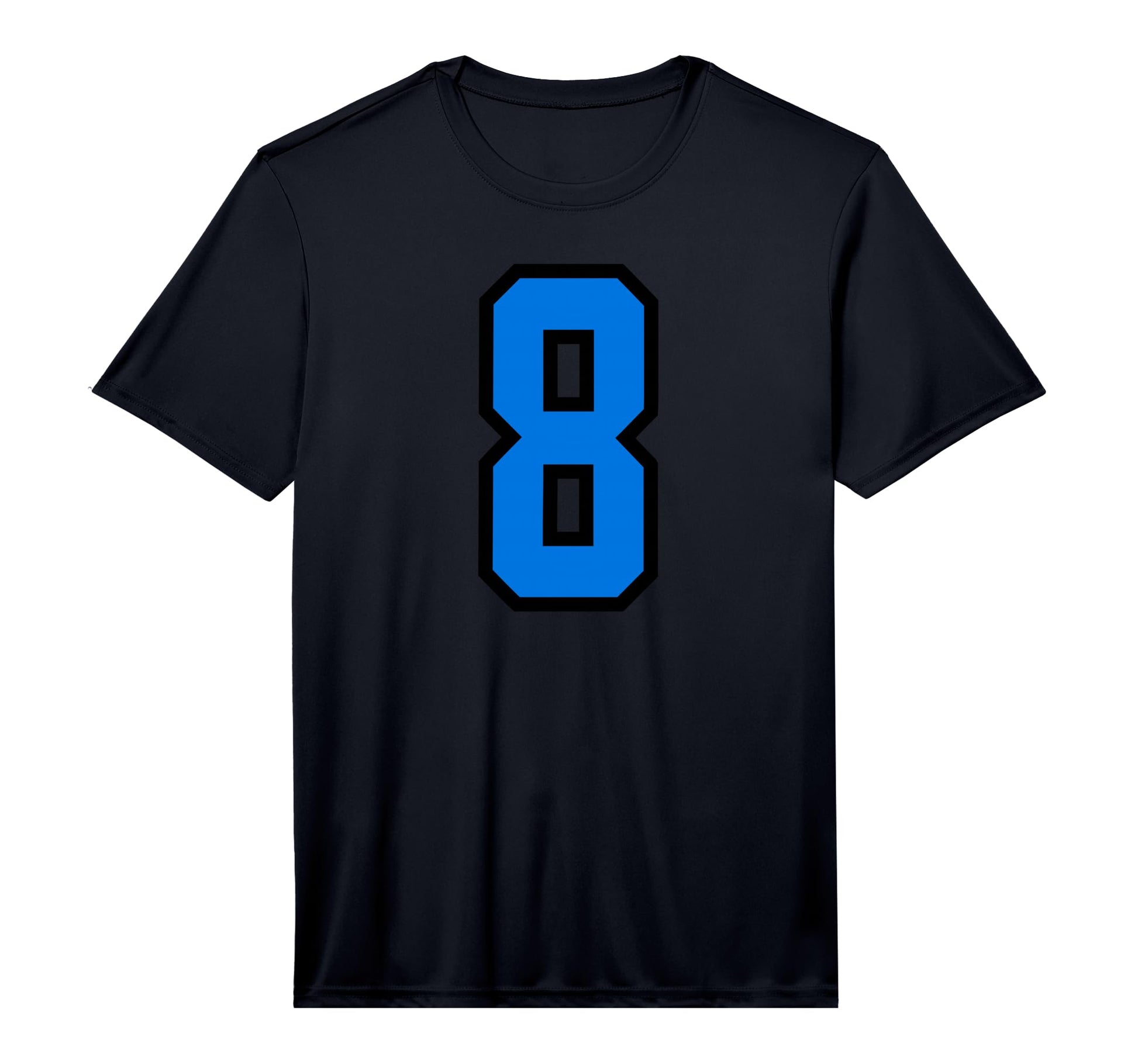 Number 8 Blue Black Sports Team Number T-Shirt - Novelty Apparel Unisex - T-Shirt, Sweatshirt, Hoodie