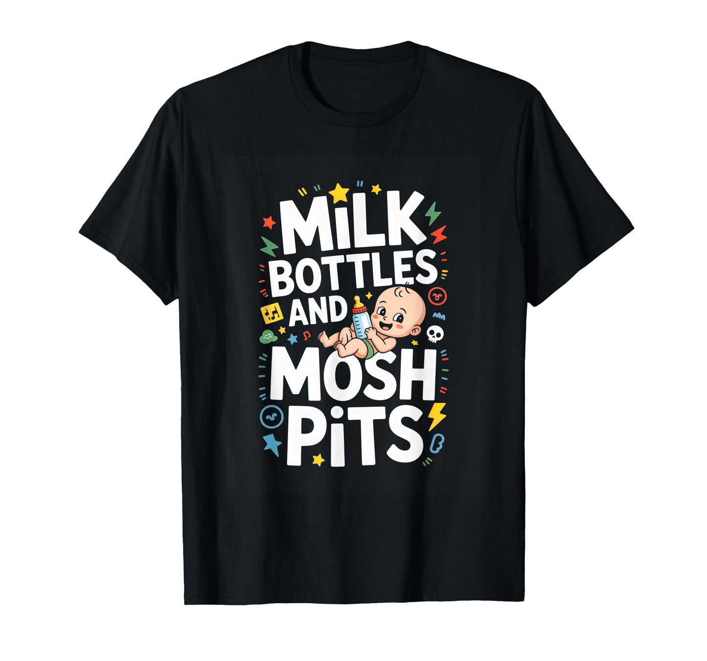 Funny Rock Milk Bottles And Mosh Pits T-Shirt - Aesthetic Graphic Men Women - T-Shirt, Sweatshirt, Hoodie