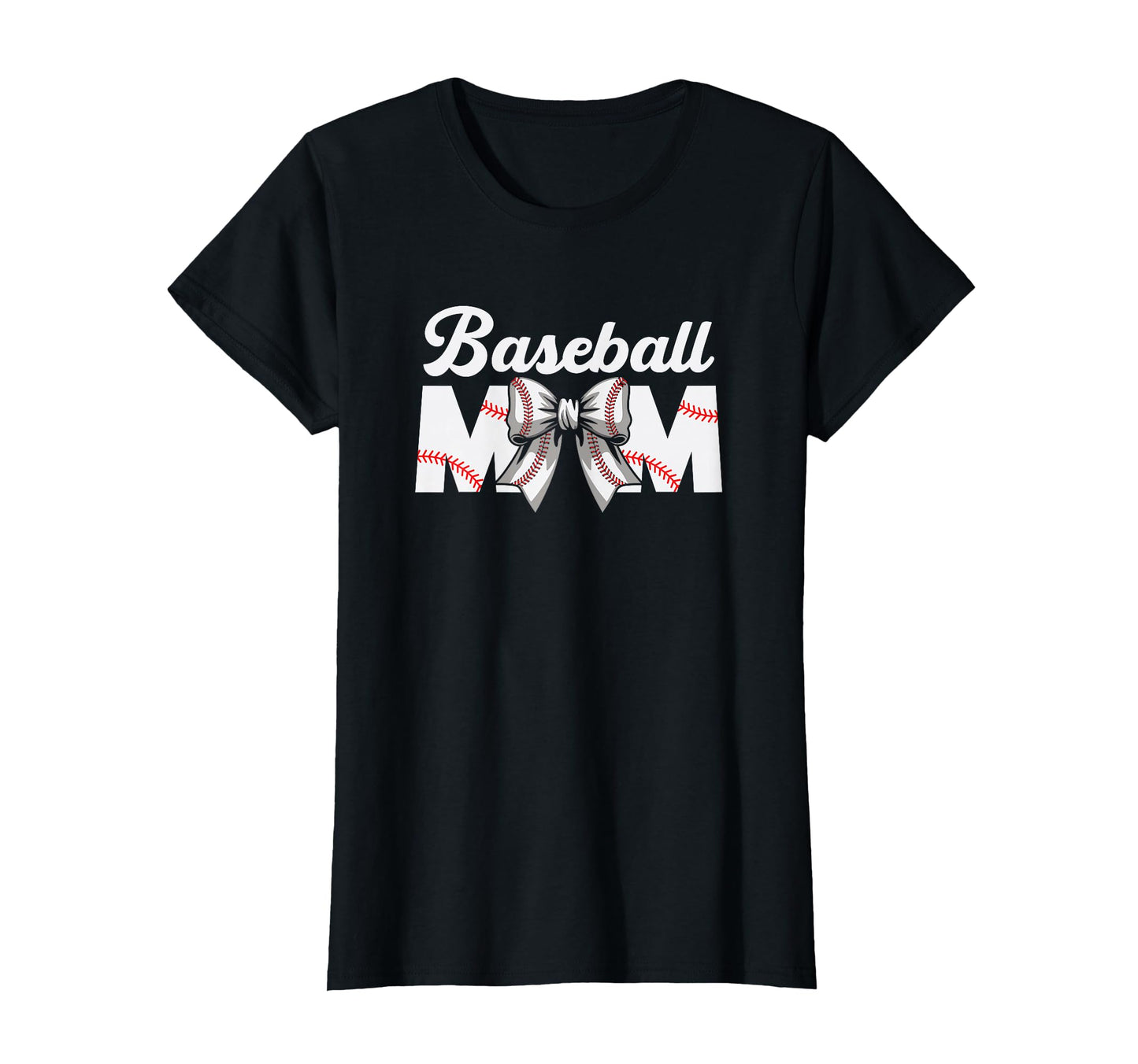 Baseball Mom Gift Bow Game Day T-Shirt - Fun Novelty Design for Adults - T-Shirt, Sweatshirt, Hoodie