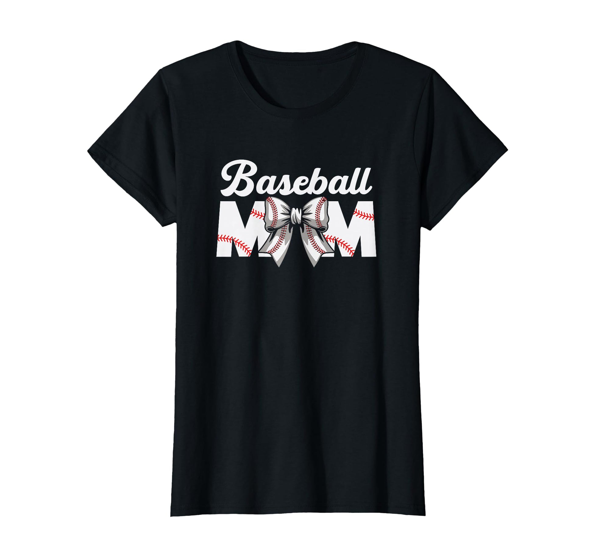 Baseball Mom Gift Bow Game Day T-Shirt - Fun Novelty Design for Adults - T-Shirt, Sweatshirt, Hoodie