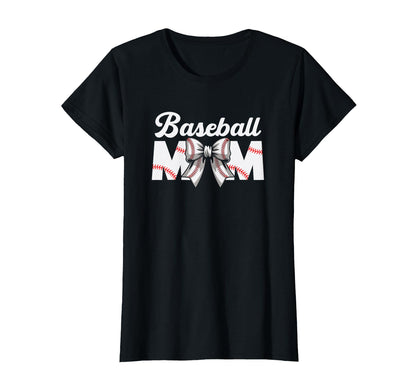 Baseball Mom Gift Bow Game Day T-Shirt - Fun Novelty Design for Adults - T-Shirt, Sweatshirt, Hoodie