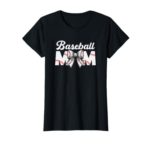 Baseball Mom Gift Bow Game Day T-Shirt - Fun Novelty Design for Adults - T-Shirt, Sweatshirt, Hoodie