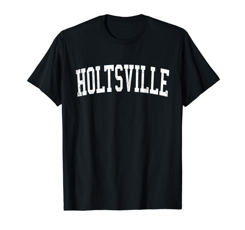 Holtsville Ny Distressed White Varsity T-Shirt - Trendy Graphic for Adults - T-Shirt, Sweatshirt, Hoodie