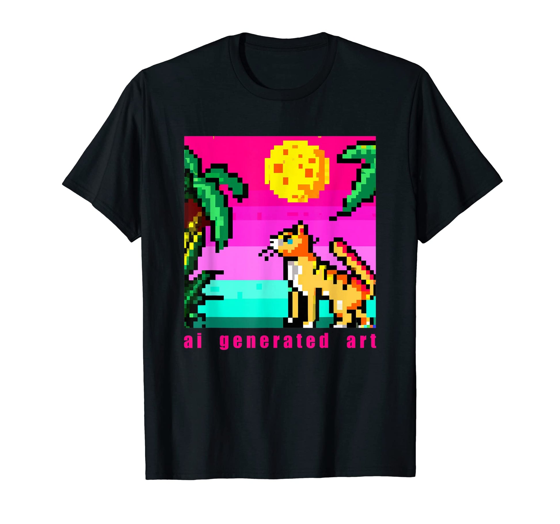 Ai Generated Art Cat Tropical Summer T-Shirt - Novelty Apparel for Adults - T-Shirt, Sweatshirt, Hoodie