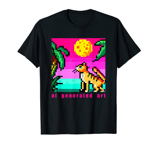 Ai Generated Art Cat Tropical Summer T-Shirt - Novelty Apparel for Adults - T-Shirt, Sweatshirt, Hoodie