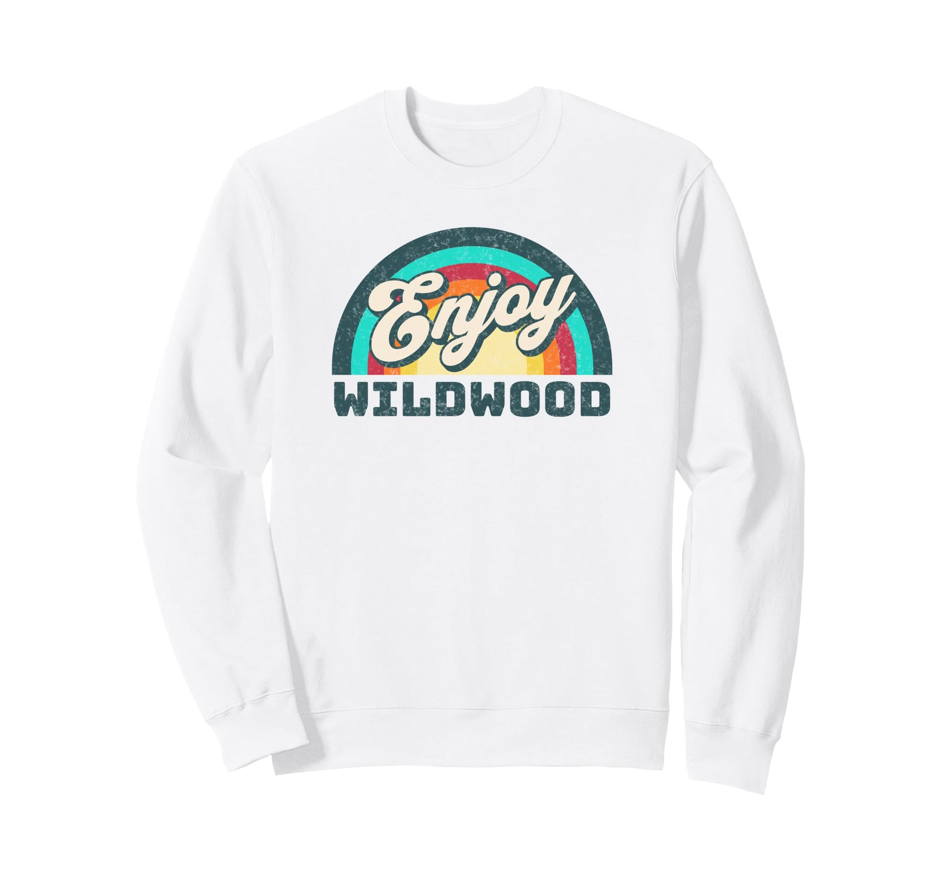 Enjoy Wildwood New Jersey Rainbow Sweatshirt - Aesthetic Graphic Unisex - T-Shirt, Sweatshirt, Hoodie