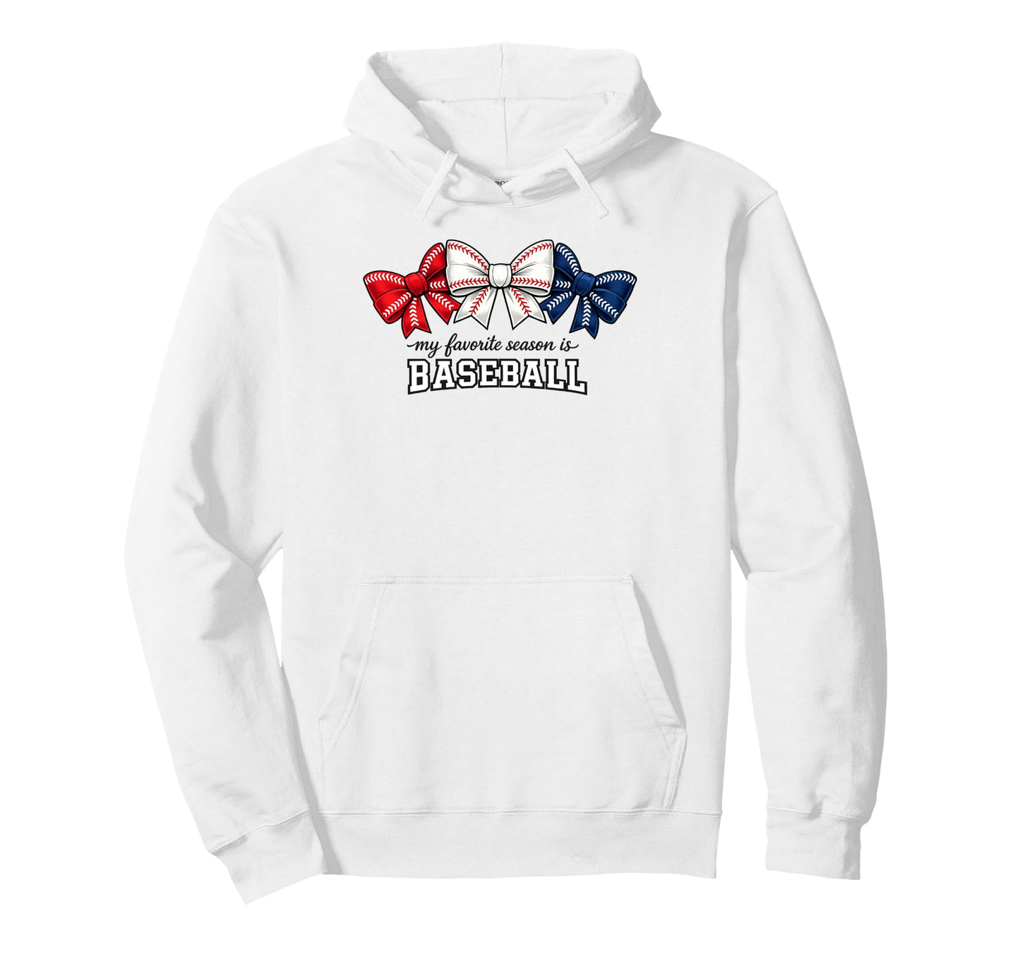 Baseball Season Is Best Bows Hoodie - Trendy Graphic for Adults - T-Shirt, Sweatshirt, Hoodie