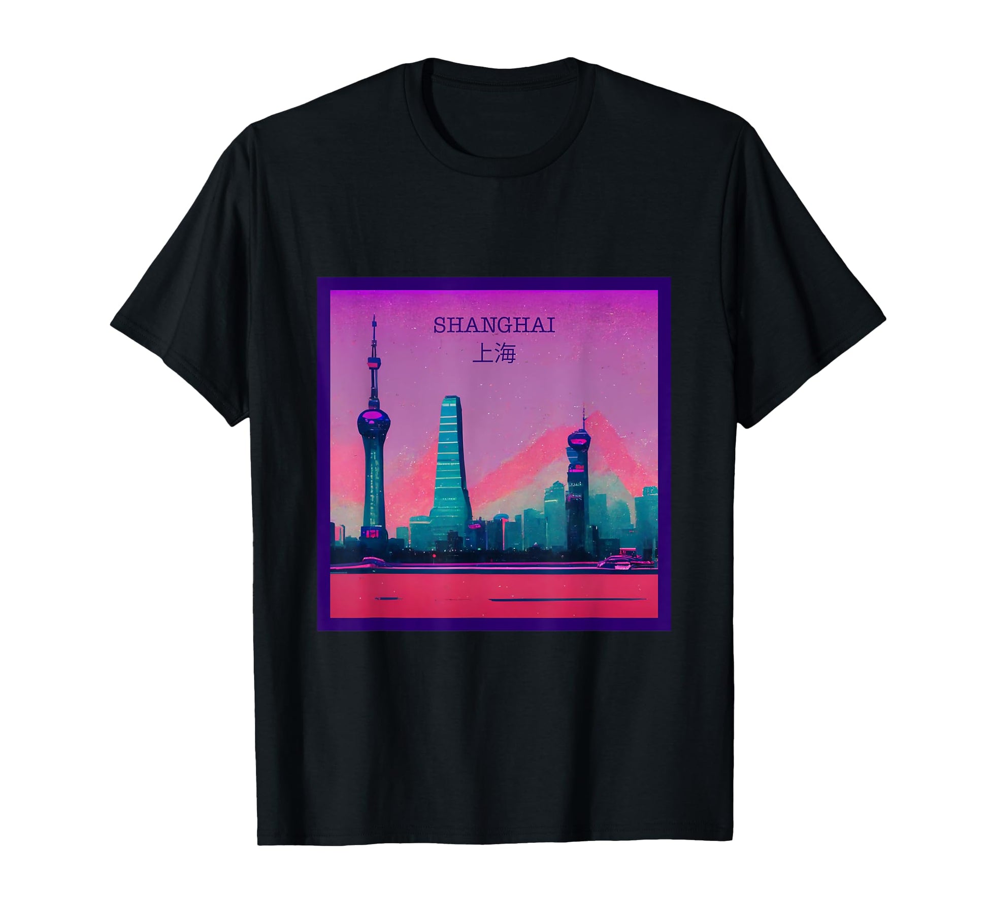 Vaporwave City Shanghai Purple T-Shirt - Casual Everyday Wear Men Women - T-Shirt, Sweatshirt, Hoodie