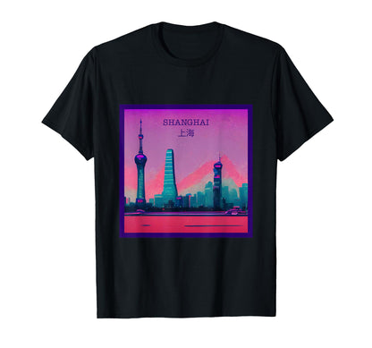 Vaporwave City Shanghai Aesthetic T-Shirt - Unique Graphic Men Women - T-Shirt, Sweatshirt, Hoodie