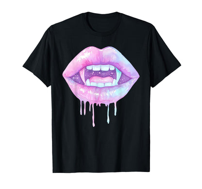 Pastel Goth Vampire Lips Dripping Y2K T-Shirt - Custom Art Print Men Women - T-Shirt, Sweatshirt, Hoodie