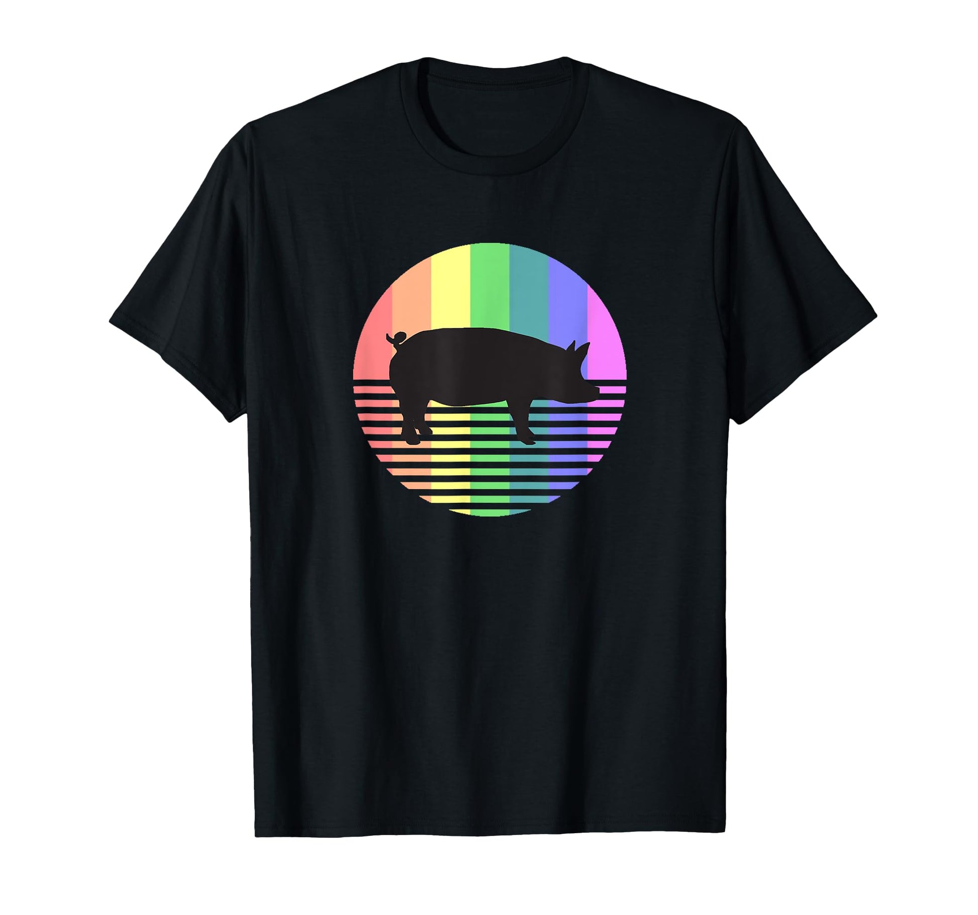 Pig Gay Pride 80S Rainbow Pig T-Shirt - Casual Everyday Wear Men Women - T-Shirt, Sweatshirt, Hoodie
