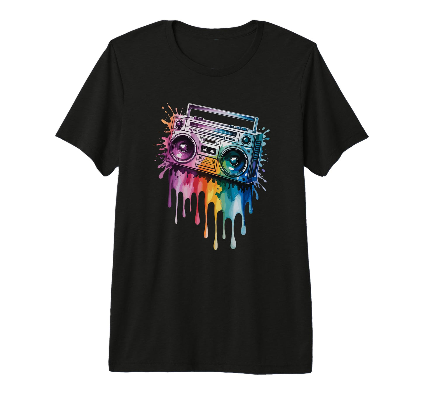 Splash Art Boombox Old School 80S Music T-Shirt - Graphic Print for Adults - T-Shirt, Sweatshirt, Hoodie
