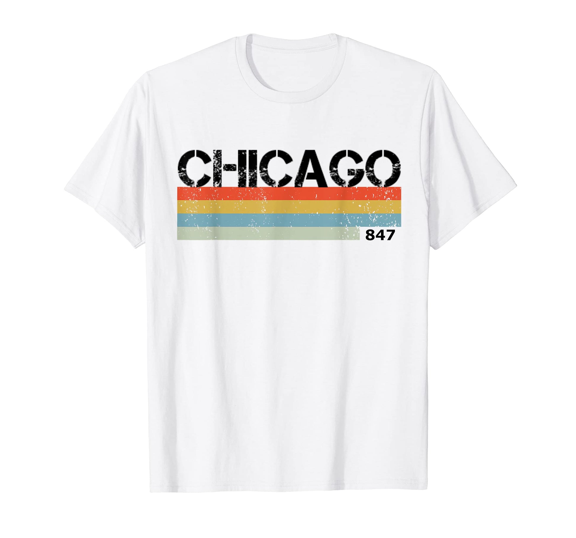 Chicago Area Code 80S Stripes T-Shirt - Minimalist Print Men Women - T-Shirt, Sweatshirt, Hoodie