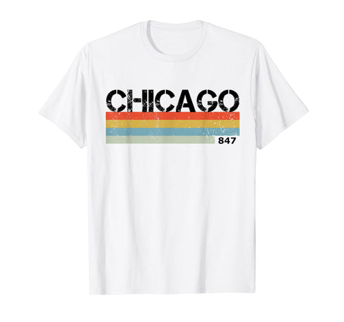 Chicago Area Code 80S Stripes T-Shirt - Minimalist Print Men Women - T-Shirt, Sweatshirt, Hoodie