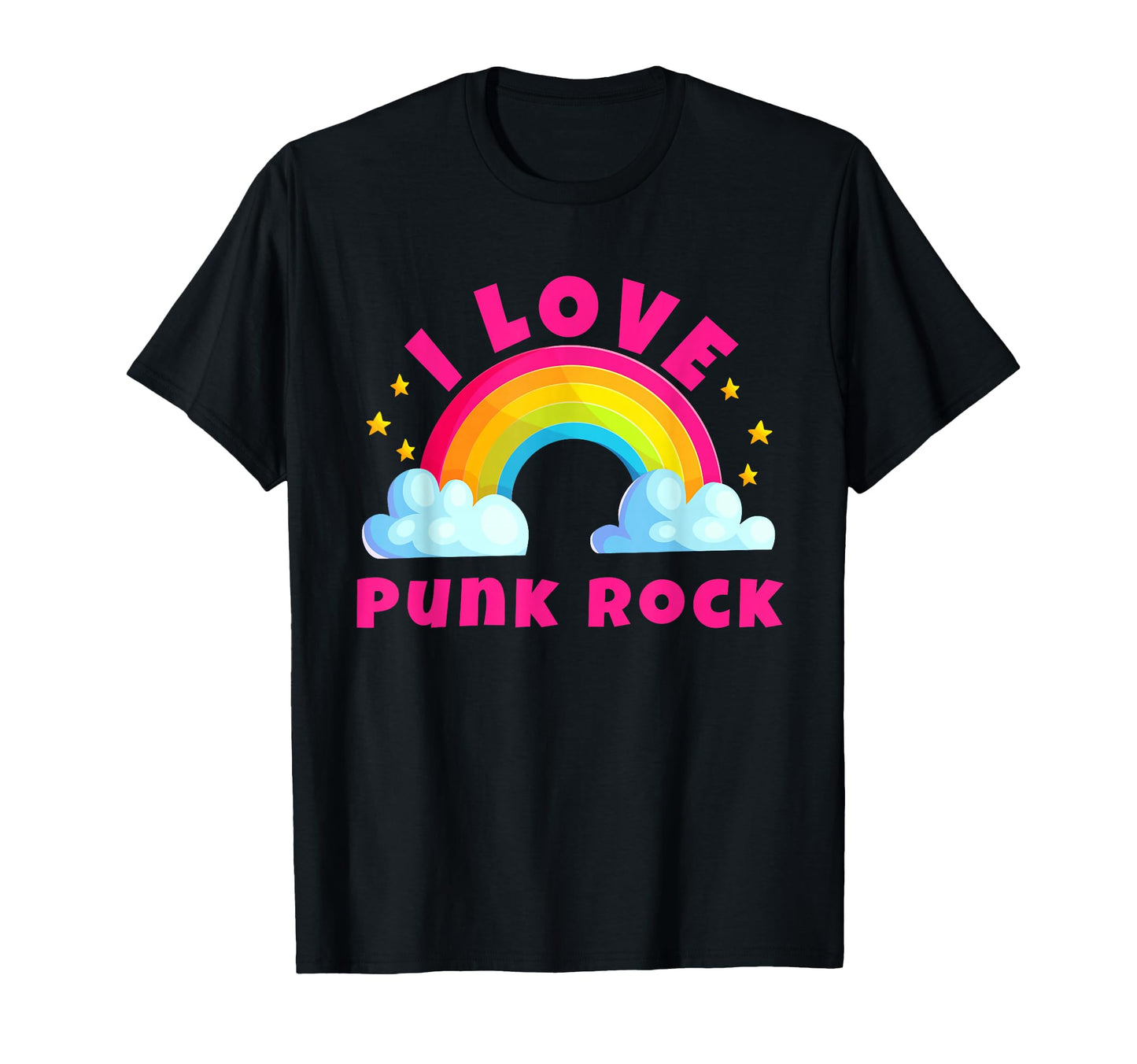 I Love Punk Rock Sarcastic Rainbow T-Shirt - Graphic Print for Adults - T-Shirt, Sweatshirt, Hoodie
