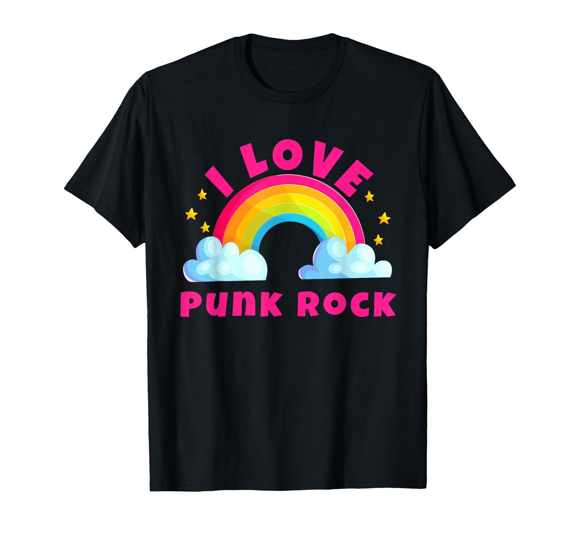 I Love Punk Rock Sarcastic Rainbow T-Shirt - Graphic Print for Adults - T-Shirt, Sweatshirt, Hoodie