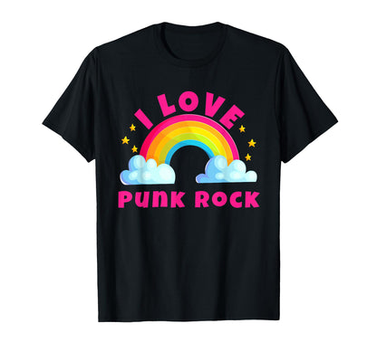 I Love Punk Rock Sarcastic Rainbow T-Shirt - Graphic Print for Adults - T-Shirt, Sweatshirt, Hoodie