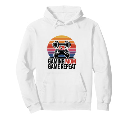 Gaming Mom Game Repeat Fitness Gamer Hoodie - Unique Graphic for Adults - T-Shirt, Sweatshirt, Hoodie