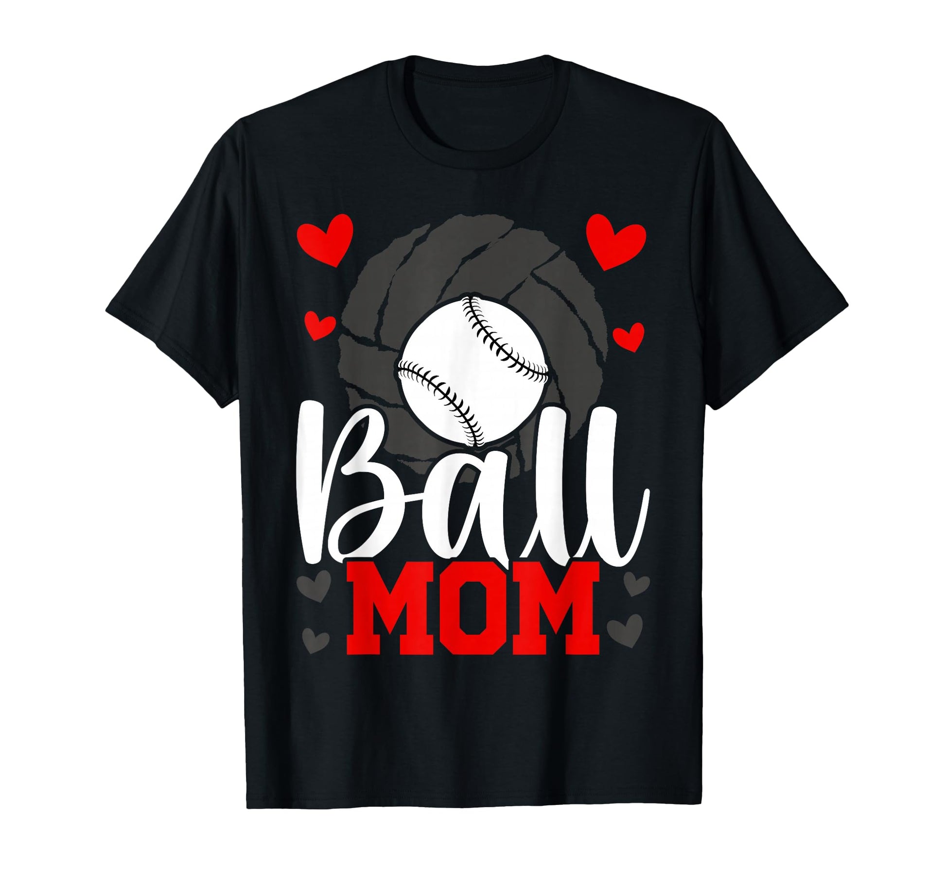 Ball Mom Heart Funny Baseball T-Shirt - Novelty Apparel Men Women - T-Shirt, Sweatshirt, Hoodie