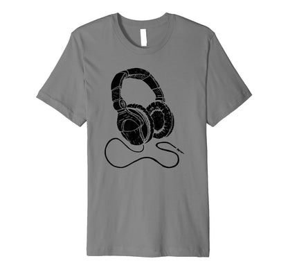 Hip Hop Over Ear Headphones Old School T-Shirt - Minimalist Print Unisex - T-Shirt, Sweatshirt, Hoodie