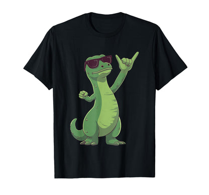 Green Lizard Reptile Rock Hand Sign T-Shirt - Novelty Apparel Men Women - T-Shirt, Sweatshirt, Hoodie