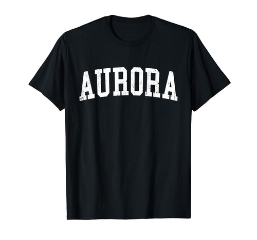 Aurora Oh Distressed White Varsity T-Shirt - Trendy Graphic Unisex - T-Shirt, Sweatshirt, Hoodie