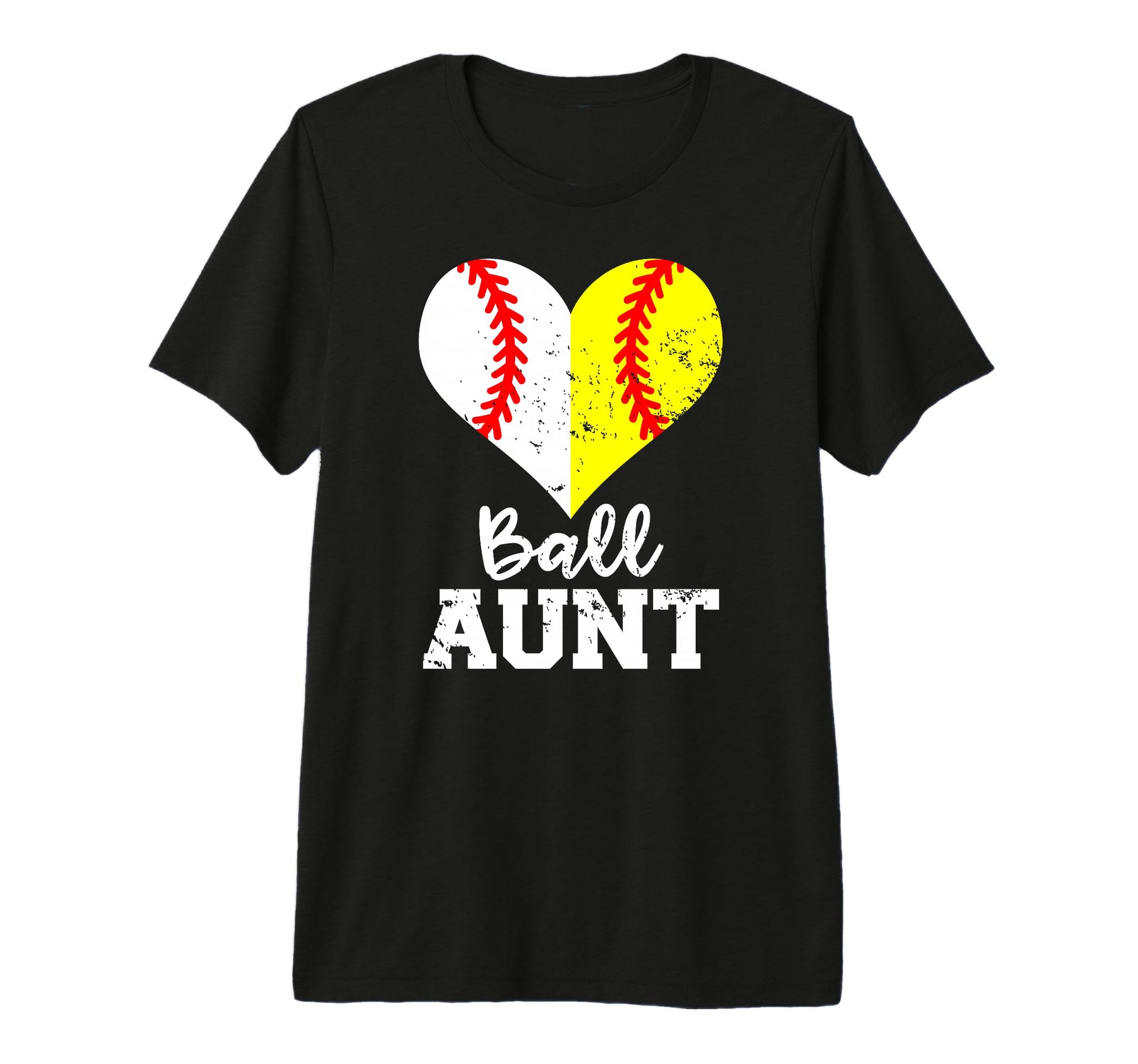 Ball Aunt Heart Funny Baseball Softball T-Shirt - Unique Graphic Unisex - T-Shirt, Sweatshirt, Hoodie