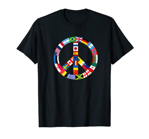 Peace Sign Worlds Flags World Love And T-Shirt - Trendy Graphic for Adults - T-Shirt, Sweatshirt, Hoodie