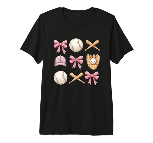 Baseball Coquette Bow Mom Sister Tri Blend T-Shirt - Unique Graphic Unisex - T-Shirt, Sweatshirt, Hoodie