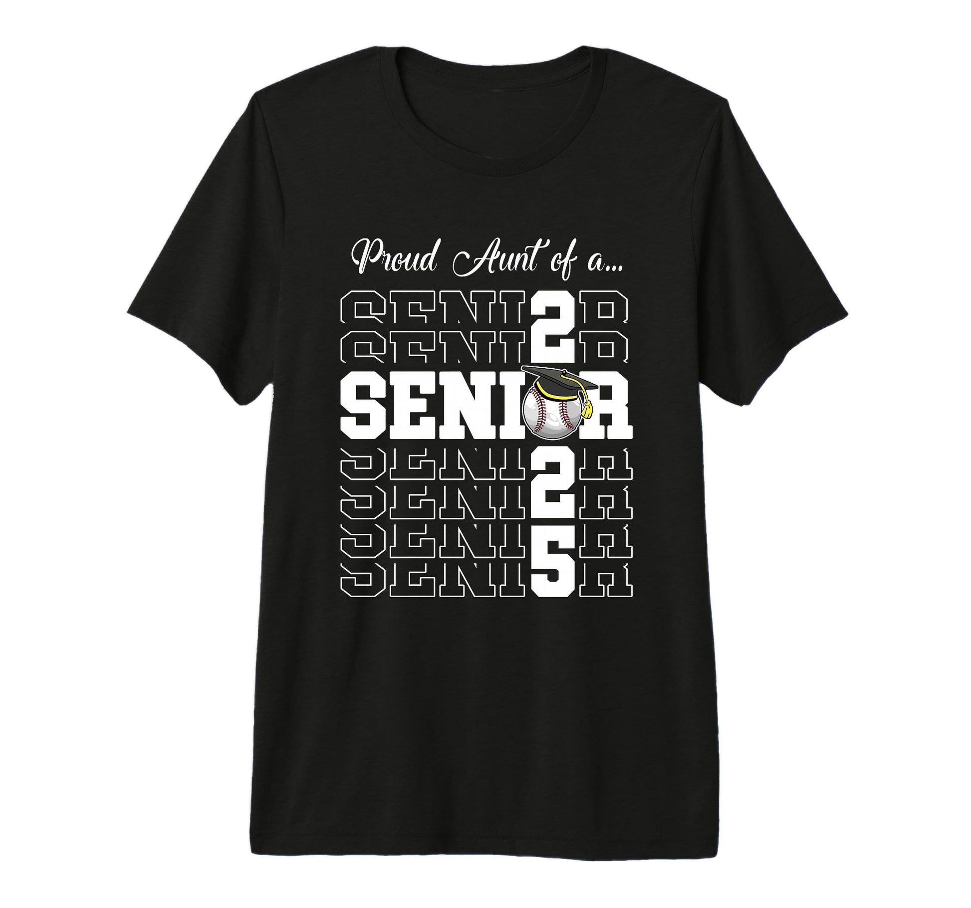 Senior 2025 Baseball Aunt Gift Class T-Shirt - Custom Art Print Men Women - T-Shirt, Sweatshirt, Hoodie