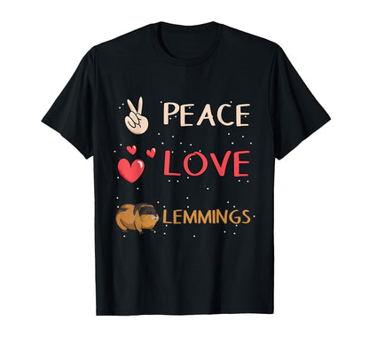 Lemming Rodent Peace Love Lemmings T-Shirt - Unique Graphic for Adults - T-Shirt, Sweatshirt, Hoodie