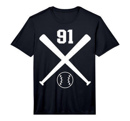 Baseball Softball Number 91 Performance T-Shirt - Graphic Print Men Women - T-Shirt, Sweatshirt, Hoodie