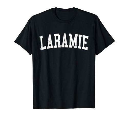 Laramie Wy Distressed White Varsity T-Shirt - Fun Novelty Design Unisex - T-Shirt, Sweatshirt, Hoodie