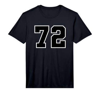 Number 72 Sports Team Varsity Number T-Shirt - Custom Art Print for Adults - T-Shirt, Sweatshirt, Hoodie