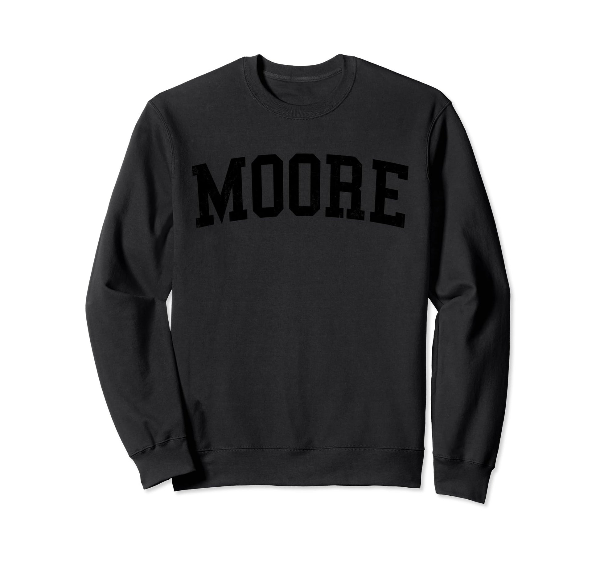 Moore Ok Distressed Black Varsity Sweatshirt - Graphic Print Unisex - T-Shirt, Sweatshirt, Hoodie