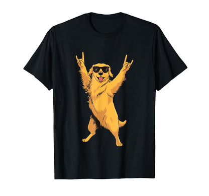 Golden Retriever Double Rock Signs T-Shirt - Fun Novelty Design Unisex - T-Shirt, Sweatshirt, Hoodie