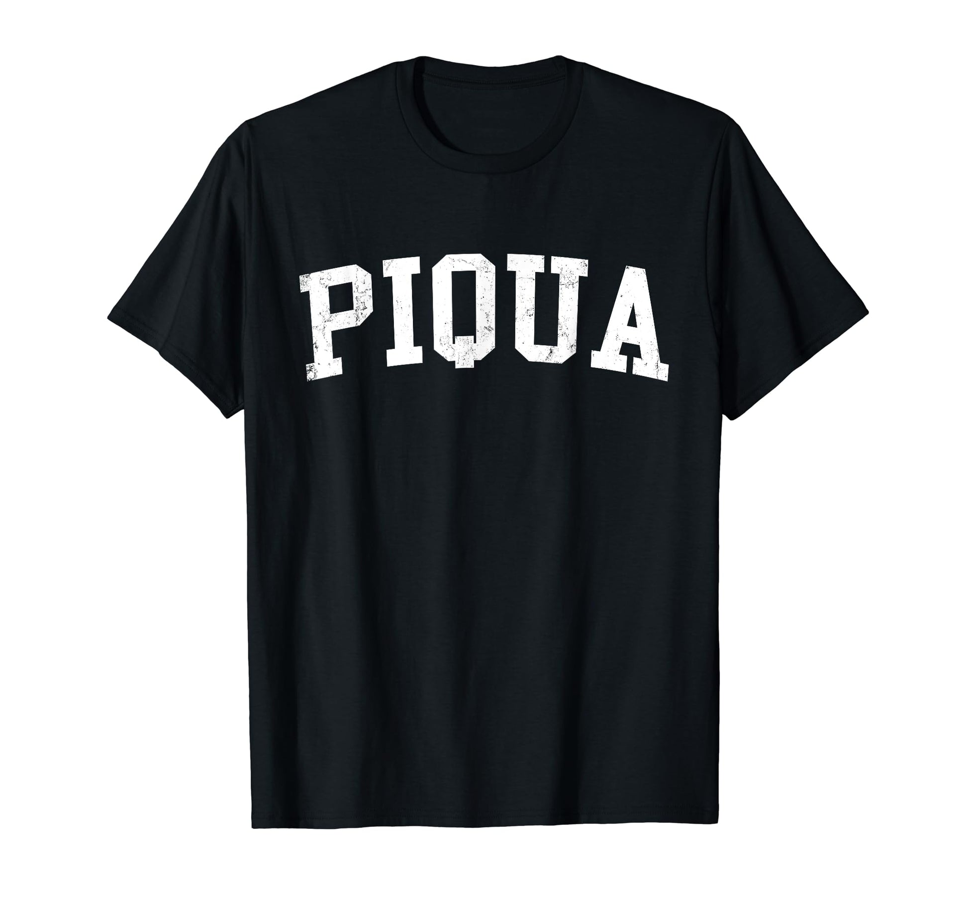 Piqua Oh Distressed White Varsity T-Shirt - Fun Novelty Design Unisex - T-Shirt, Sweatshirt, Hoodie
