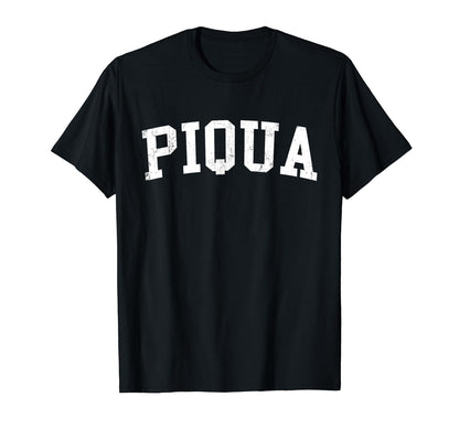 Piqua Oh Distressed White Varsity T-Shirt - Fun Novelty Design Unisex - T-Shirt, Sweatshirt, Hoodie