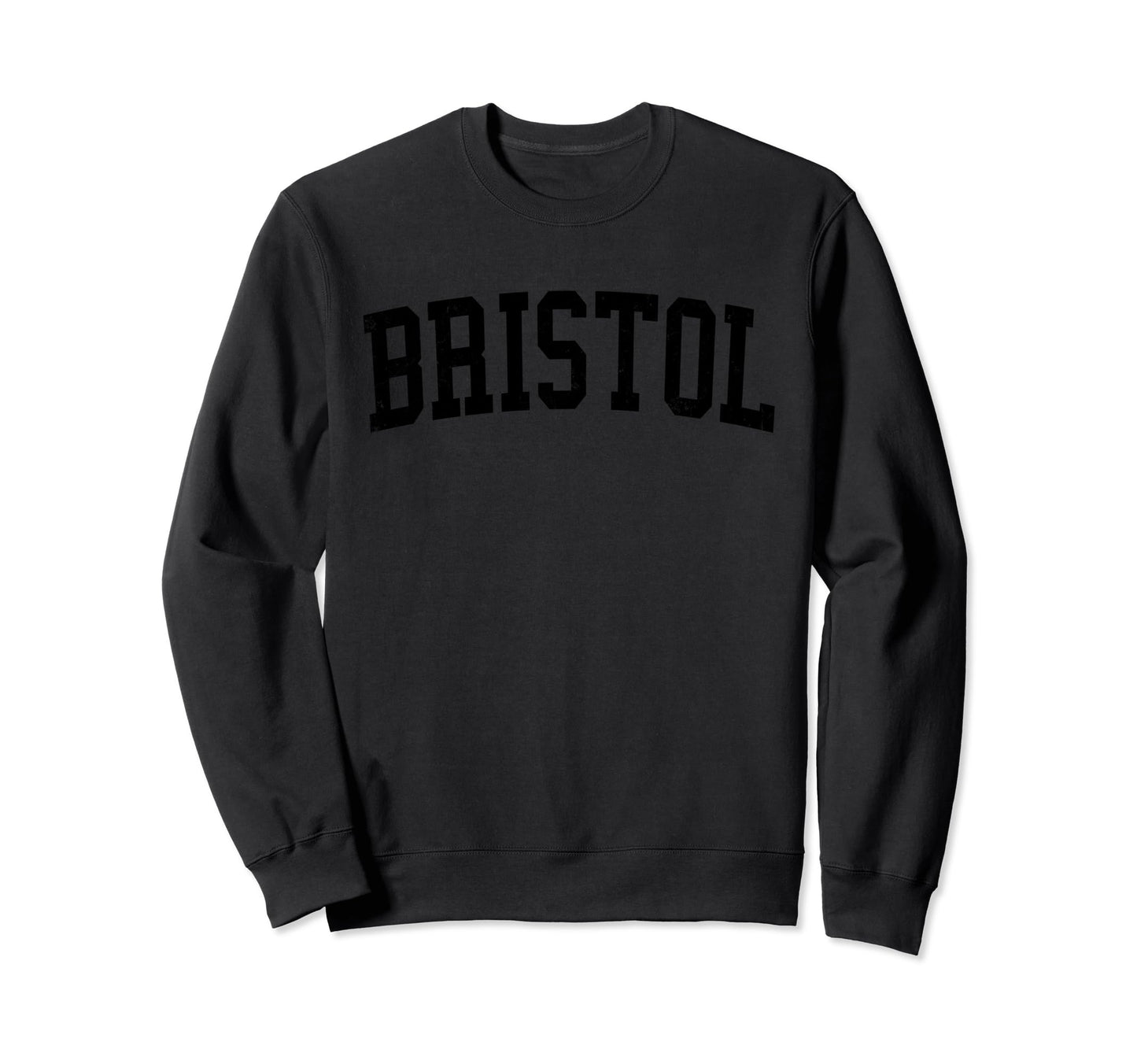 Bristol Tn Distressed Black Varsity Sweatshirt - Minimalist Print Unisex - T-Shirt, Sweatshirt, Hoodie