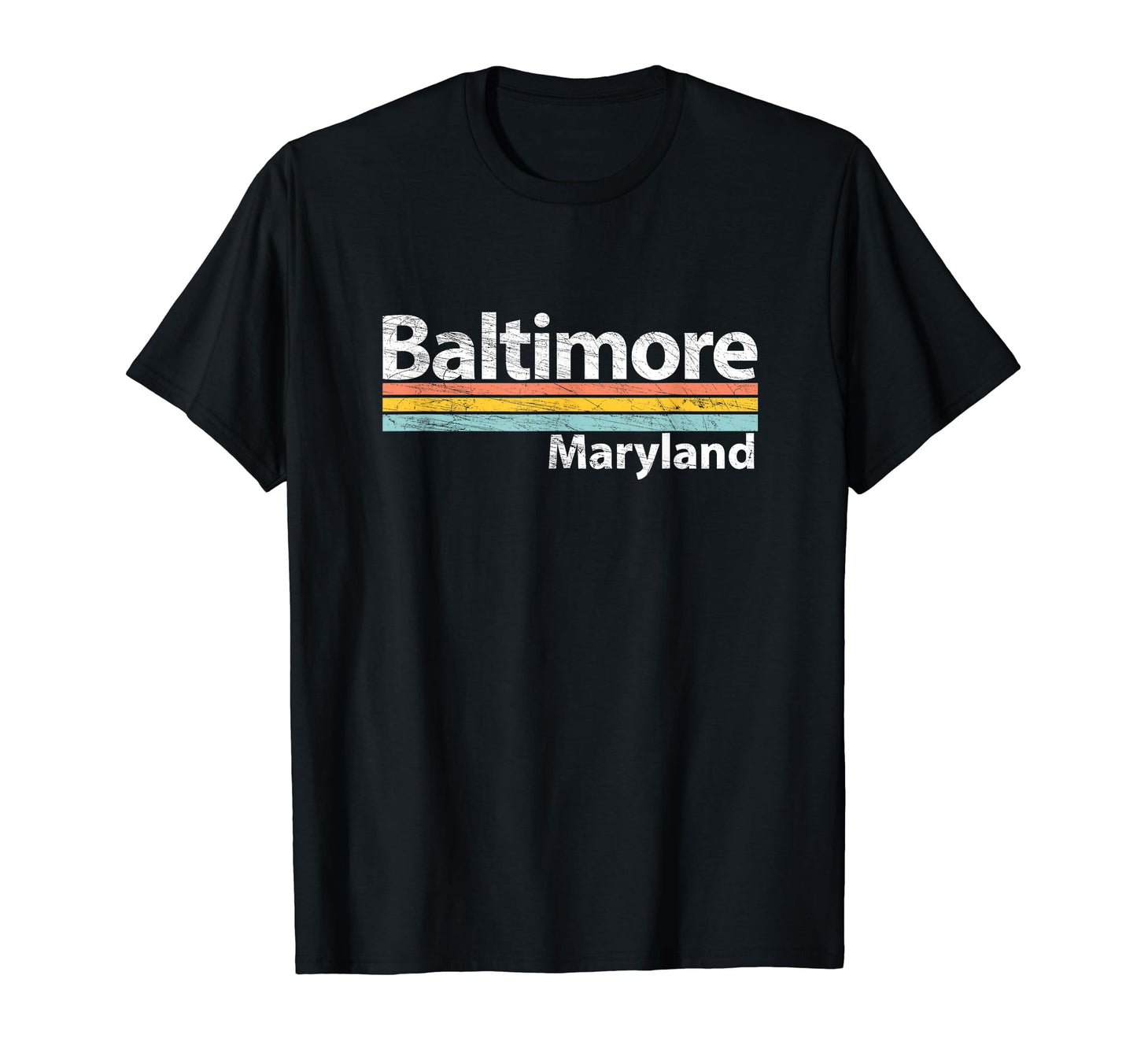 Baltimore Maryland Worn Stripes T-Shirt - Trendy Graphic Unisex - T-Shirt, Sweatshirt, Hoodie