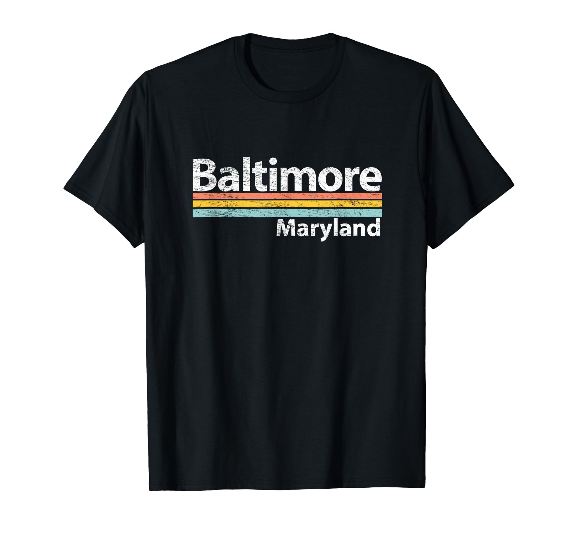 Baltimore Maryland Worn Stripes T-Shirt - Trendy Graphic Unisex - T-Shirt, Sweatshirt, Hoodie