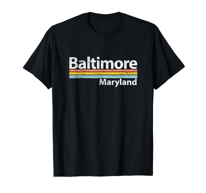 Baltimore Maryland Worn Stripes T-Shirt - Trendy Graphic Unisex - T-Shirt, Sweatshirt, Hoodie