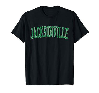 Jacksonville Tx Distressed Green Varsity T-Shirt - Minimalist Print Unisex - T-Shirt, Sweatshirt, Hoodie