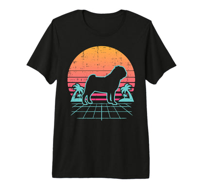 Vaporwave Aesthetic Pug 80S 90S T-Shirt - Minimalist Print for Adults - T-Shirt, Sweatshirt, Hoodie