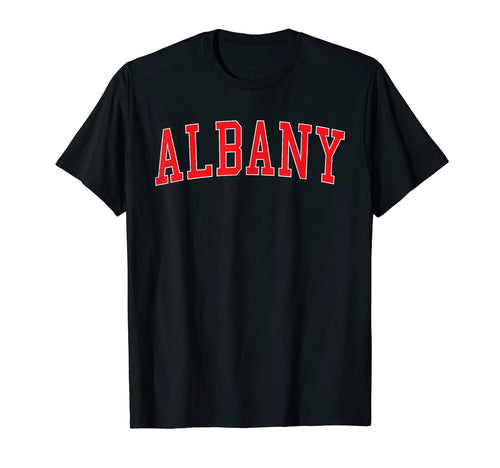 Albany Ny Varsity Red Text T-Shirt - Fun Novelty Design Unisex - T-Shirt, Sweatshirt, Hoodie