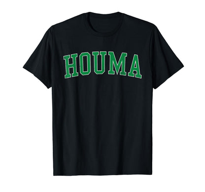 Houma La Distressed Green Varsity T-Shirt - Graphic Print for Adults - T-Shirt, Sweatshirt, Hoodie