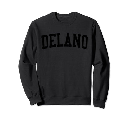 Delano Ca Distressed Black Varsity Sweatshirt - Novelty Apparel Unisex - T-Shirt, Sweatshirt, Hoodie
