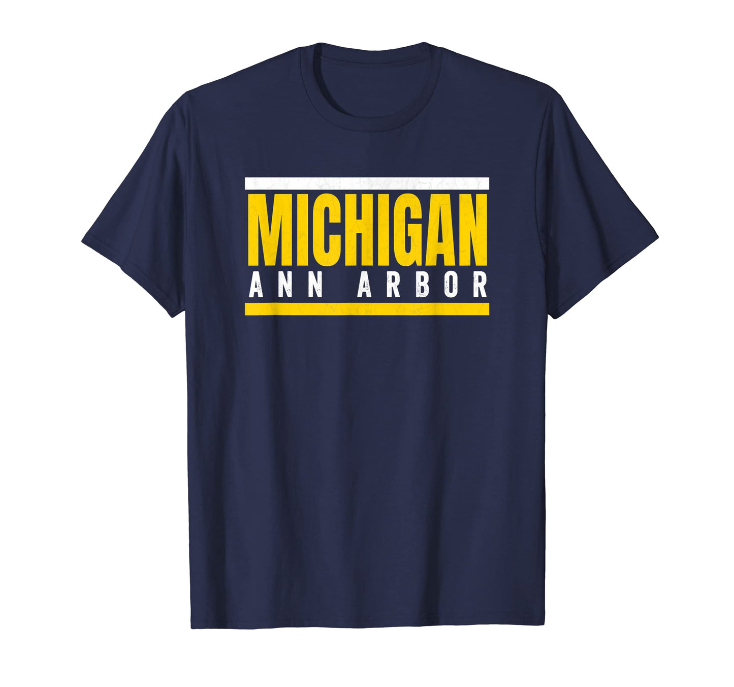 Striped Michigan Yellow White Striped T-Shirt - Trendy Graphic Unisex - T-Shirt, Sweatshirt, Hoodie